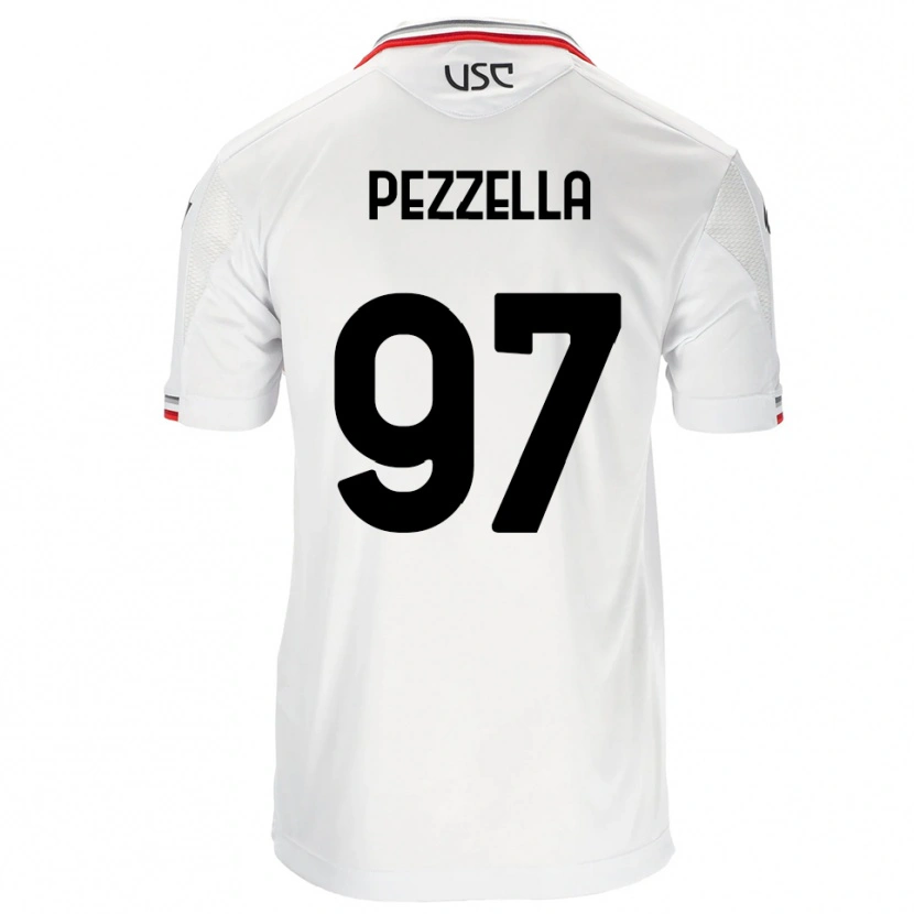 Danxen Kvinder Giuseppe Pezzella #97 Hvid Rød Udebane Spillertrøjer 2025/26 Trøje T-Shirt