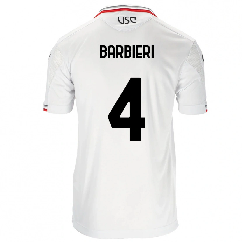 Danxen Kvinder Tommaso Barbieri #4 Hvid Rød Udebane Spillertrøjer 2025/26 Trøje T-Shirt