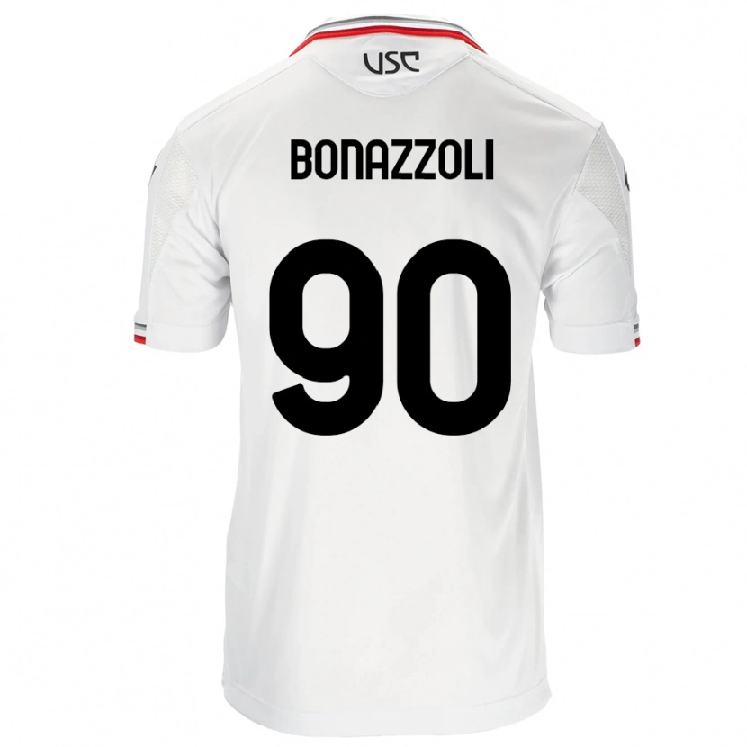 Danxen Kvinder Federico Bonazzoli #90 Hvid Rød Udebane Spillertrøjer 2025/26 Trøje T-Shirt