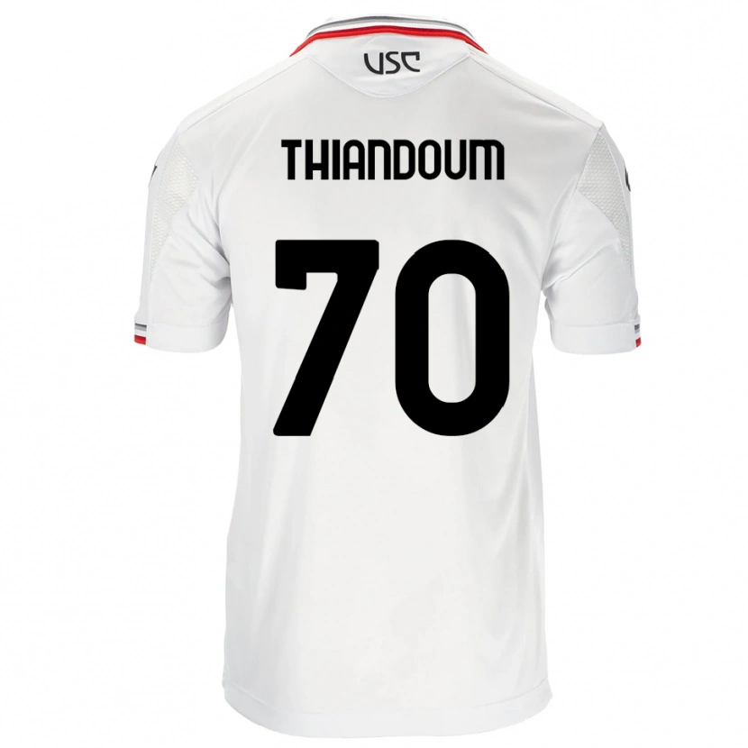 Danxen Kvinder Omar Thiandoum #70 Hvid Rød Udebane Spillertrøjer 2025/26 Trøje T-Shirt