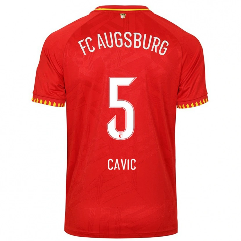 Danxen Kvinder Andrej Cavic #5 Rød Gul Udebane Spillertrøjer 2025/26 Trøje T-Shirt