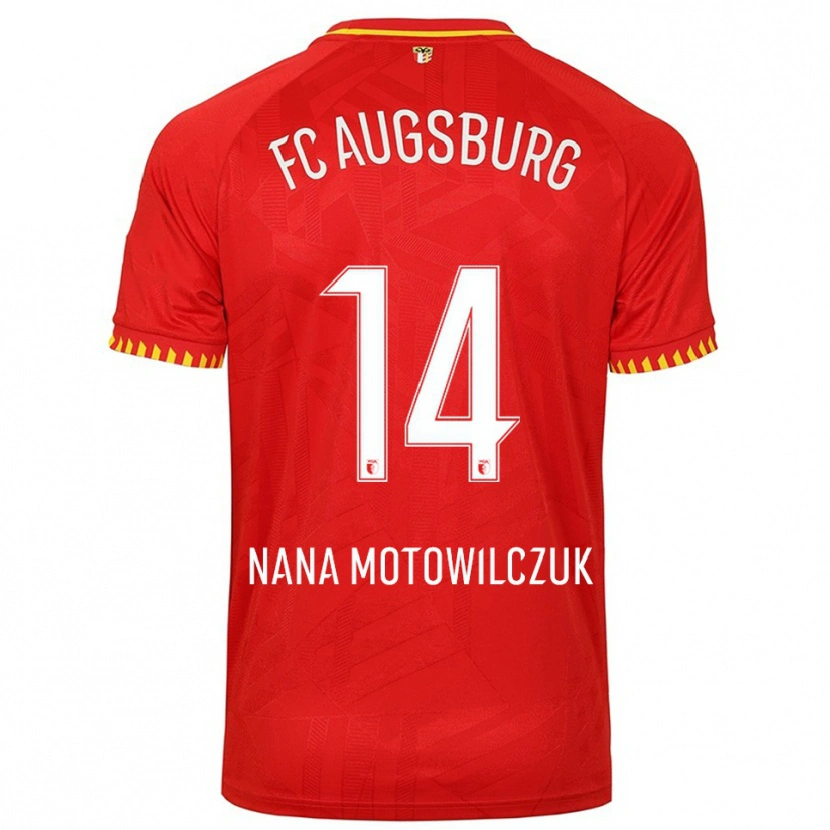 Danxen Kvinder Kevin Nana Motowilczuk #14 Rød Gul Udebane Spillertrøjer 2025/26 Trøje T-Shirt