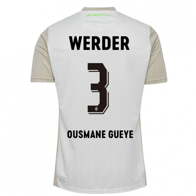 Danxen Kvinder Papa Ousmane Gueye #3 Hvid Sort Udebane Spillertrøjer 2025/26 Trøje T-Shirt