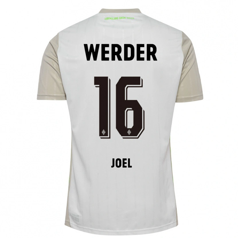 Danxen Kvinder Joshua Joel #16 Hvid Sort Udebane Spillertrøjer 2025/26 Trøje T-Shirt