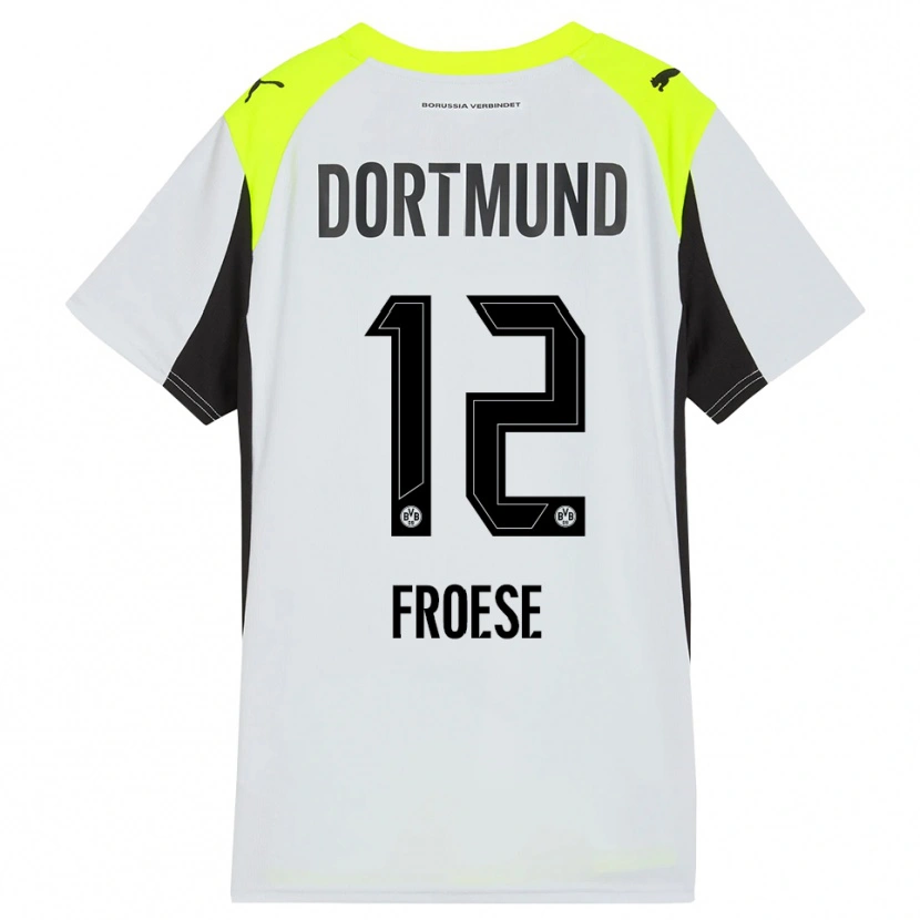 Danxen Kvinder Julien Froese #12 Fluorescerende Gul Udebane Spillertrøjer 2025/26 Trøje T-Shirt