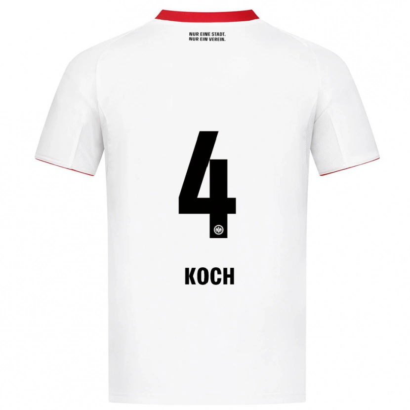 Danxen Kvinder Robin Koch #4 Hvid Rød Udebane Spillertrøjer 2025/26 Trøje T-Shirt