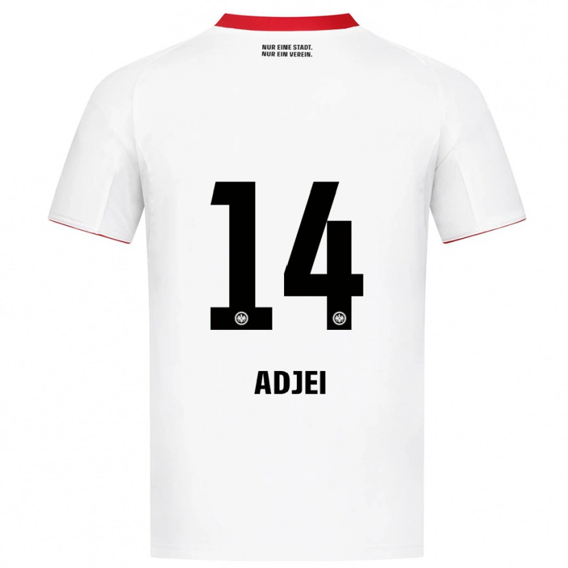 Danxen Kvinder Allen Adjei #14 Hvid Rød Udebane Spillertrøjer 2025/26 Trøje T-Shirt