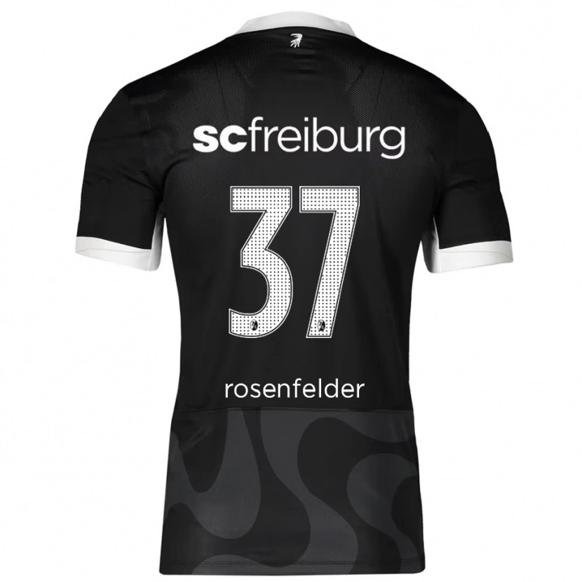 Danxen Kvinder Max Rosenfelder #37 Sort Hvid Udebane Spillertrøjer 2025/26 Trøje T-Shirt