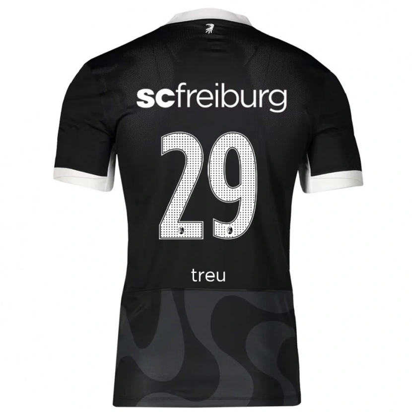 Danxen Kvinder Philipp Treu #29 Sort Hvid Udebane Spillertrøjer 2025/26 Trøje T-Shirt