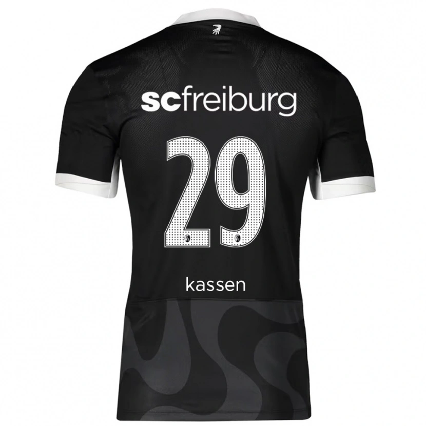 Danxen Kvinder Julia Kassen #29 Sort Hvid Udebane Spillertrøjer 2025/26 Trøje T-Shirt