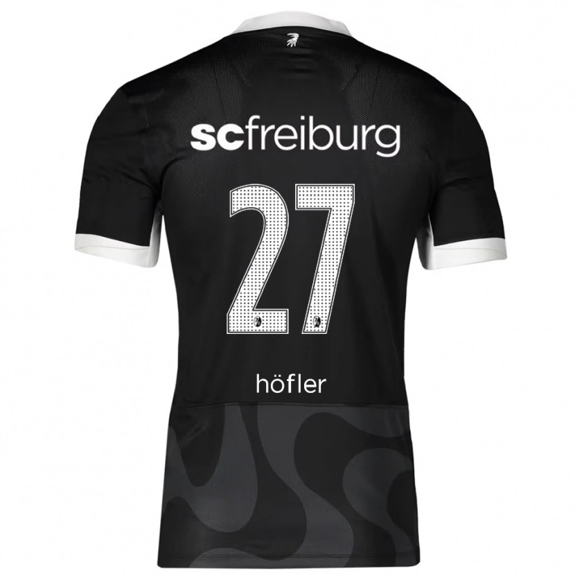 Danxen Kvinder Nicolas Höfler #27 Sort Hvid Udebane Spillertrøjer 2025/26 Trøje T-Shirt