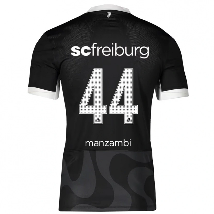 Danxen Kvinder Johan Manzambi #44 Sort Hvid Udebane Spillertrøjer 2025/26 Trøje T-Shirt