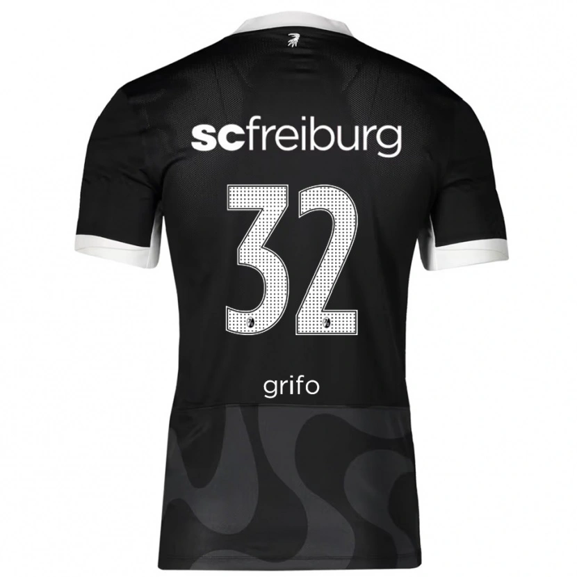 Danxen Kvinder Vincenzo Grifo #32 Sort Hvid Udebane Spillertrøjer 2025/26 Trøje T-Shirt