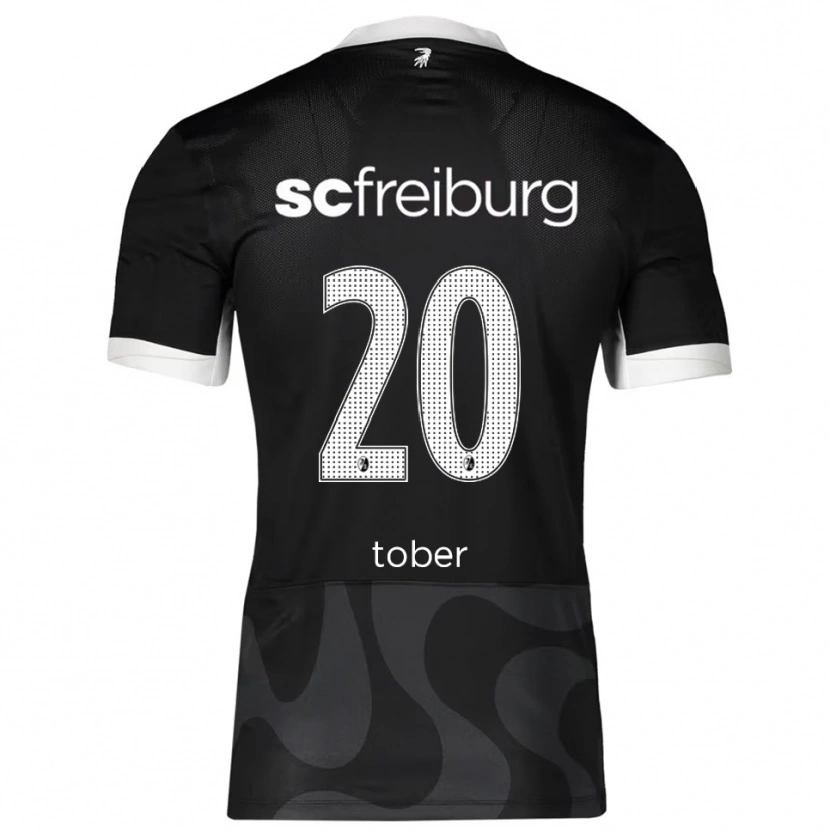 Danxen Kvinder Louis Tober #20 Sort Hvid Udebane Spillertrøjer 2025/26 Trøje T-Shirt
