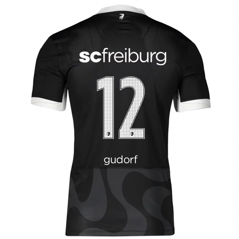 Danxen Kvinder Ally Gudorf #12 Sort Hvid Udebane Spillertrøjer 2025/26 Trøje T-Shirt