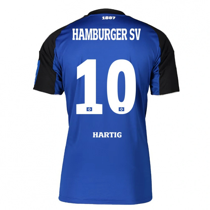 Danxen Kvinder Jonas-Finn Hartig #10 Blå Sort Udebane Spillertrøjer 2025/26 Trøje T-Shirt