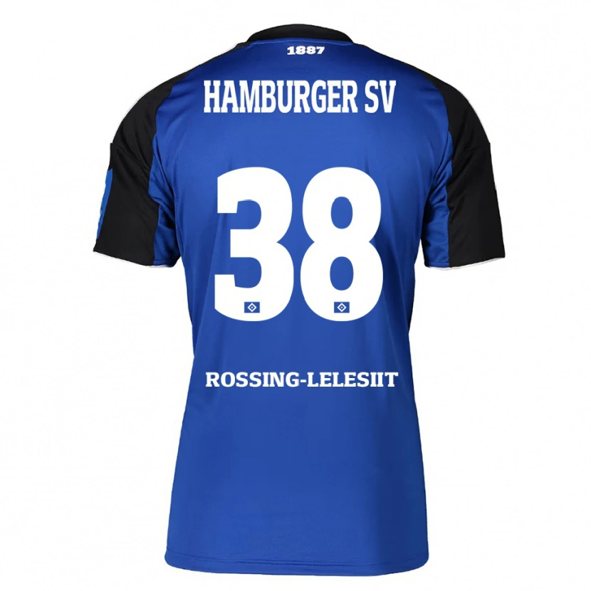 Danxen Kvinder Alexander Røssing-Lelesiit #38 Blå Sort Udebane Spillertrøjer 2025/26 Trøje T-Shirt