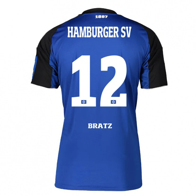 Danxen Kvinder Julian Brätz #12 Blå Sort Udebane Spillertrøjer 2025/26 Trøje T-Shirt
