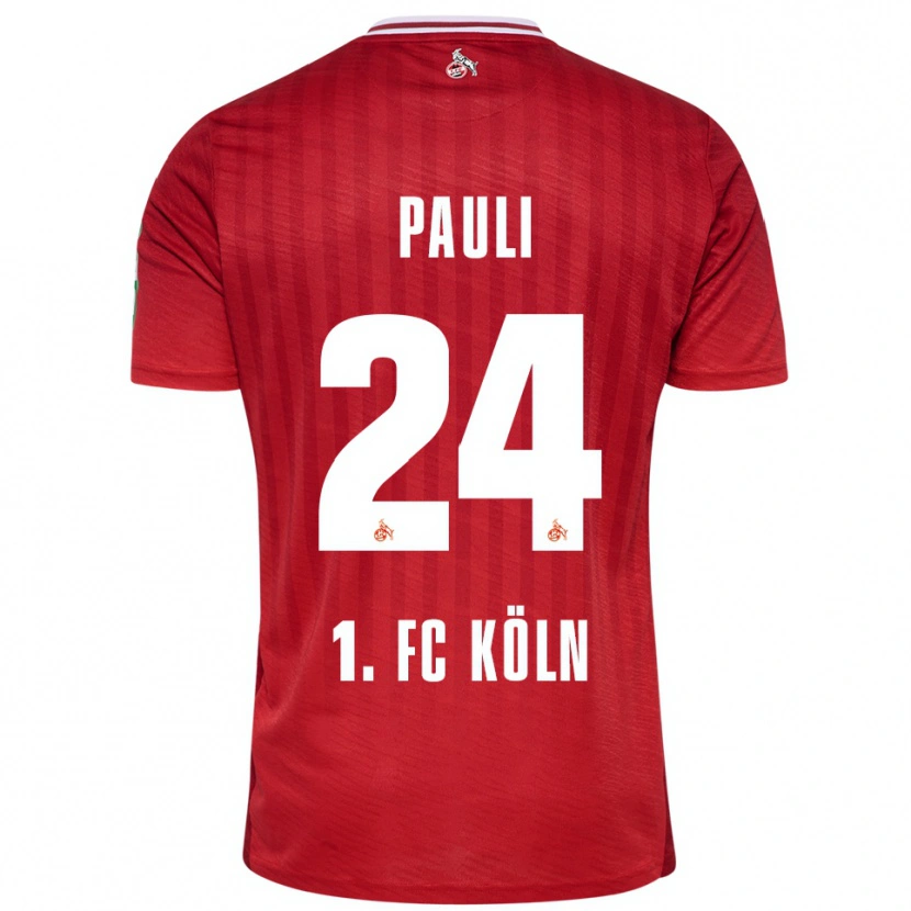 Danxen Kvinder Julian Pauli #24 Rød Hvid Udebane Spillertrøjer 2025/26 Trøje T-Shirt