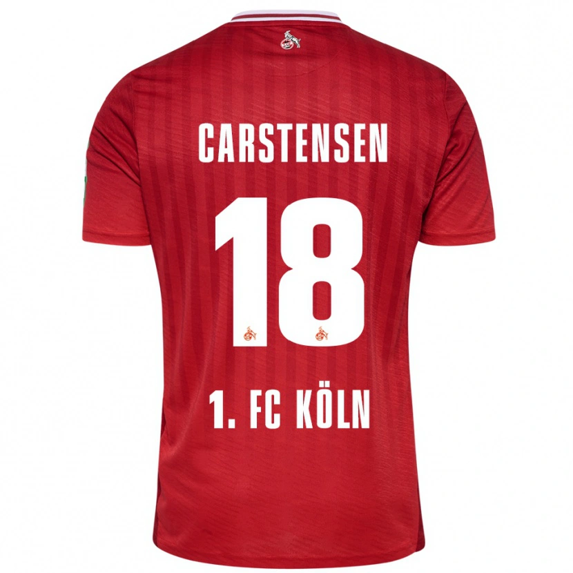 Danxen Kvinder Rasmus Carstensen #18 Rød Hvid Udebane Spillertrøjer 2025/26 Trøje T-Shirt