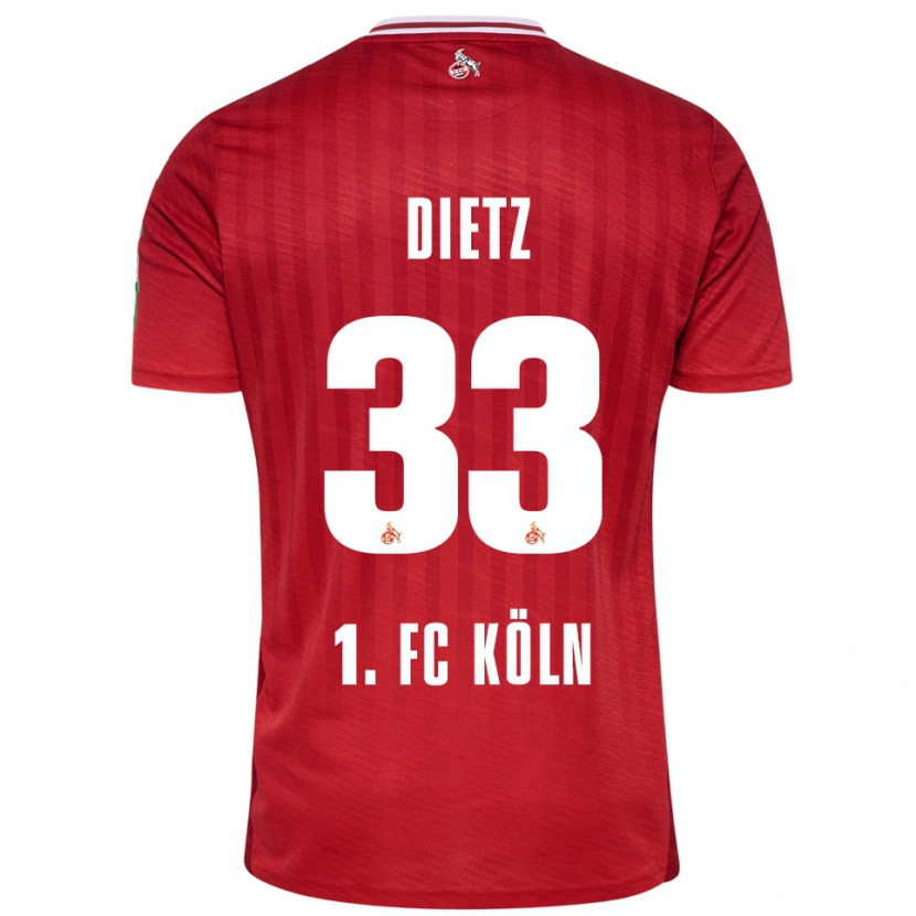 Danxen Kvinder Florian Dietz #33 Rød Hvid Udebane Spillertrøjer 2025/26 Trøje T-Shirt