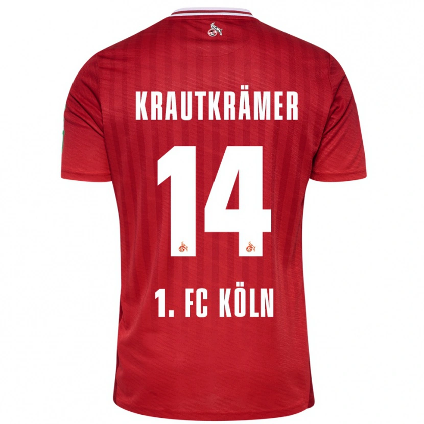 Danxen Kvinder Jakob Krautkrämer #14 Rød Hvid Udebane Spillertrøjer 2025/26 Trøje T-Shirt