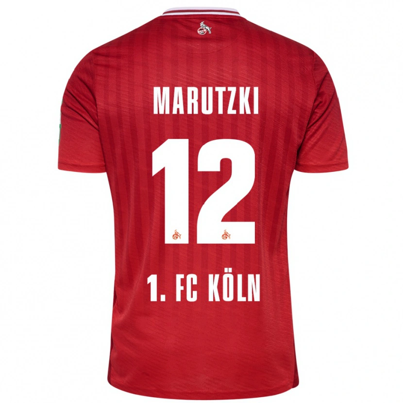 Danxen Kvinder Mikolaj Marutzki #12 Rød Hvid Udebane Spillertrøjer 2025/26 Trøje T-Shirt