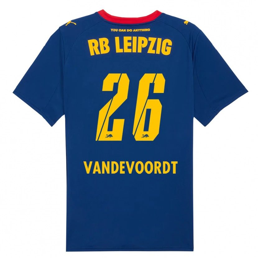 Danxen Kvinder Maarten Vandevoordt #26 Navy Rød Udebane Spillertrøjer 2025/26 Trøje T-Shirt