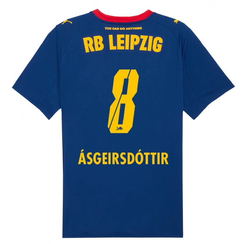 Danxen Kvinder Emilía Kiær Ásgeirsdóttir #8 Navy Rød Udebane Spillertrøjer 2025/26 Trøje T-Shirt