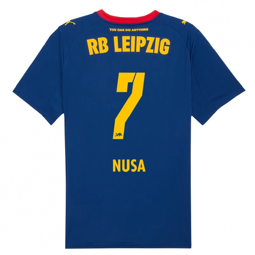 Danxen Kvinder Antonio Nusa #7 Navy Rød Udebane Spillertrøjer 2025/26 Trøje T-Shirt