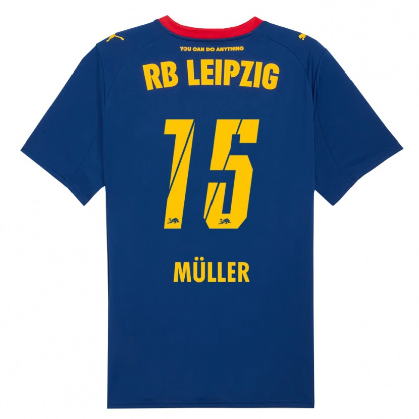 Danxen Kvinder Hannes Müller #15 Navy Rød Udebane Spillertrøjer 2025/26 Trøje T-Shirt
