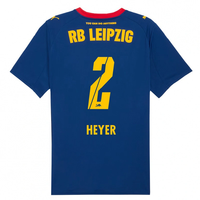 Danxen Kvinder Friedrich Heyer #2 Navy Rød Udebane Spillertrøjer 2025/26 Trøje T-Shirt