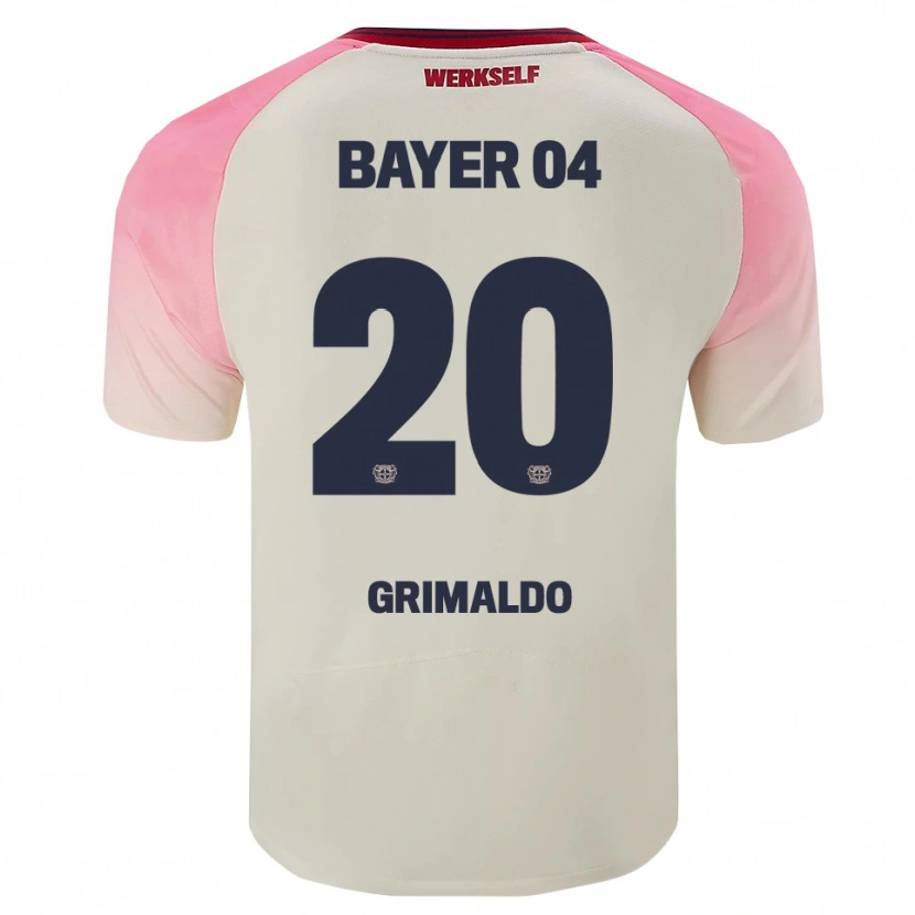 Danxen Kvinder Alejandro Grimaldo #20 Pink Off White Udebane Spillertrøjer 2025/26 Trøje T-Shirt