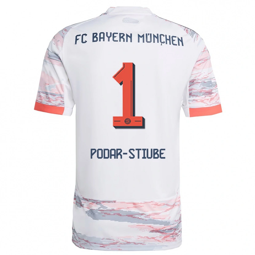 Danxen Kvinder David Podar-Stiube #1 Hvid Grå Udebane Spillertrøjer 2025/26 Trøje T-Shirt