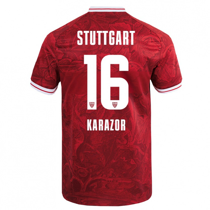 Danxen Kvinder Atakan Karazor #16 Rød Sort Udebane Spillertrøjer 2025/26 Trøje T-Shirt