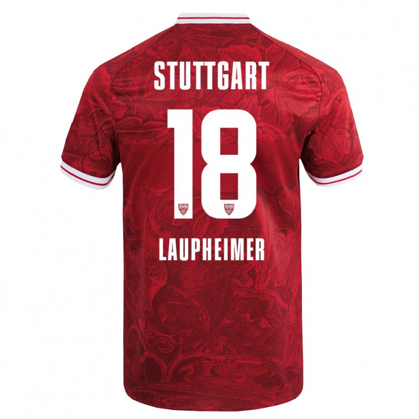 Danxen Kvinder Lukas Laupheimer #18 Rød Sort Udebane Spillertrøjer 2025/26 Trøje T-Shirt