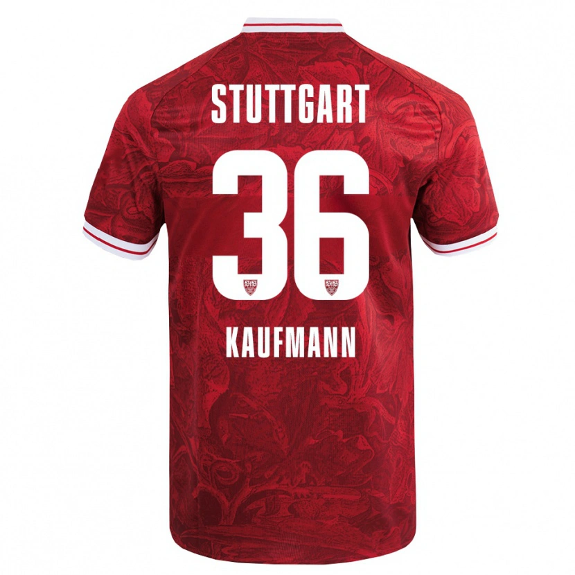 Danxen Kvinder Tino Kaufmann #36 Rød Sort Udebane Spillertrøjer 2025/26 Trøje T-Shirt