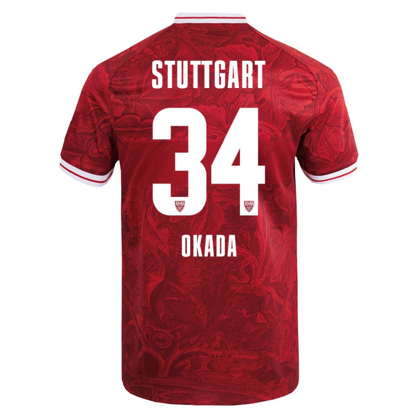 Danxen Kvinder Rei Okada #34 Rød Sort Udebane Spillertrøjer 2025/26 Trøje T-Shirt