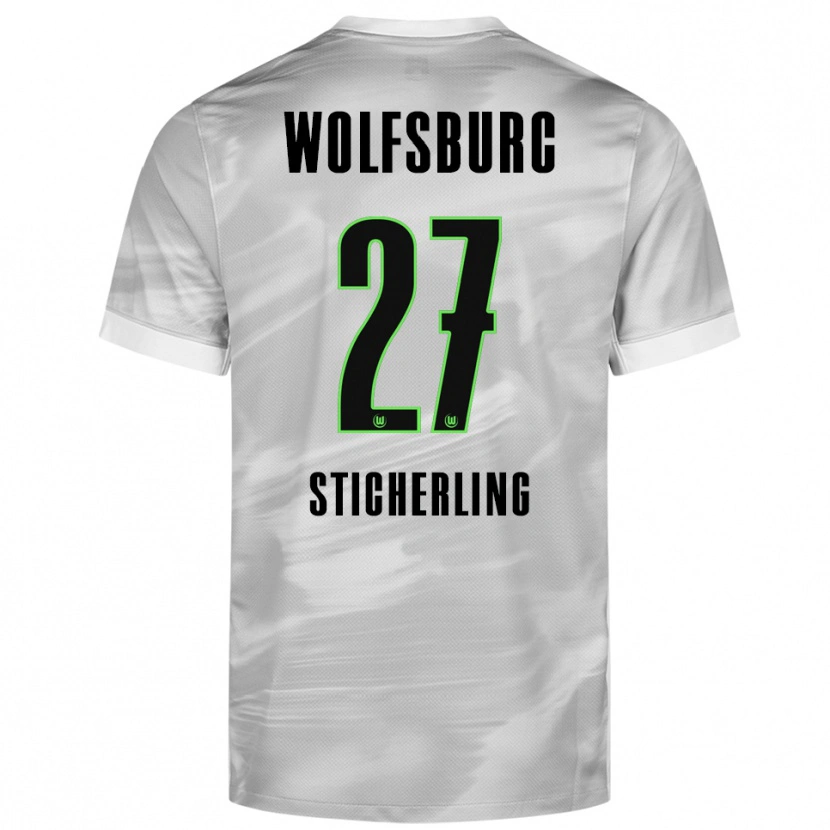 Danxen Kvinder Carl-Anton Sticherling #27 Grå Hvid Udebane Spillertrøjer 2025/26 Trøje T-Shirt