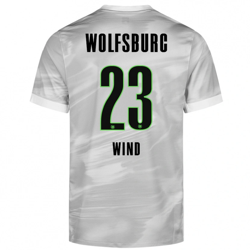 Danxen Kvinder Jonas Wind #23 Grå Hvid Udebane Spillertrøjer 2025/26 Trøje T-Shirt