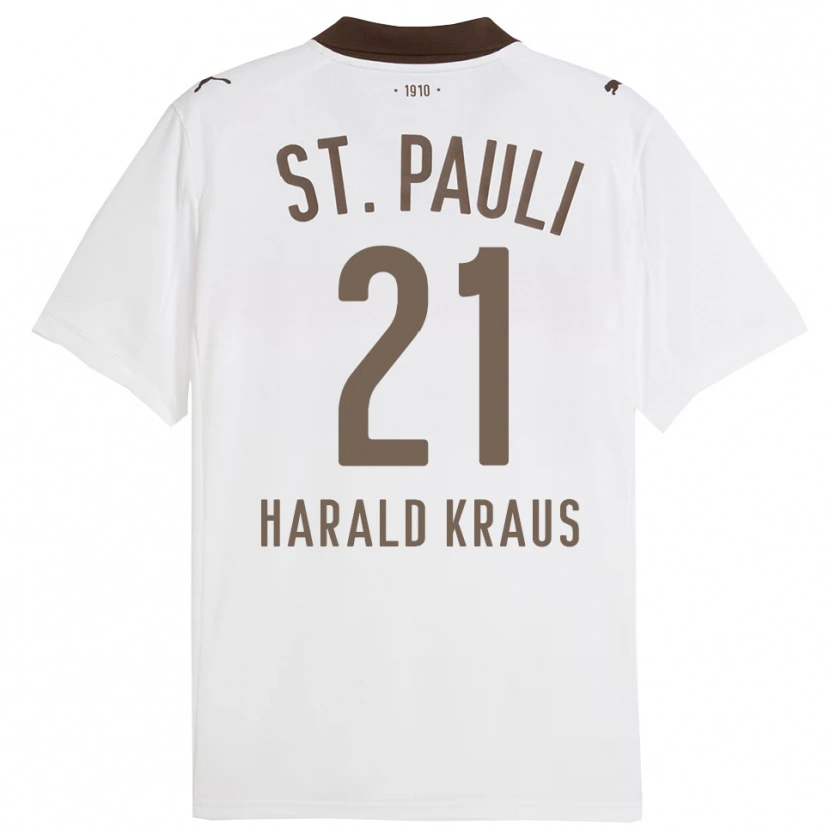 Danxen Kvinder Stefan Harald Kraus #21 Hvid Rød Udebane Spillertrøjer 2025/26 Trøje T-Shirt