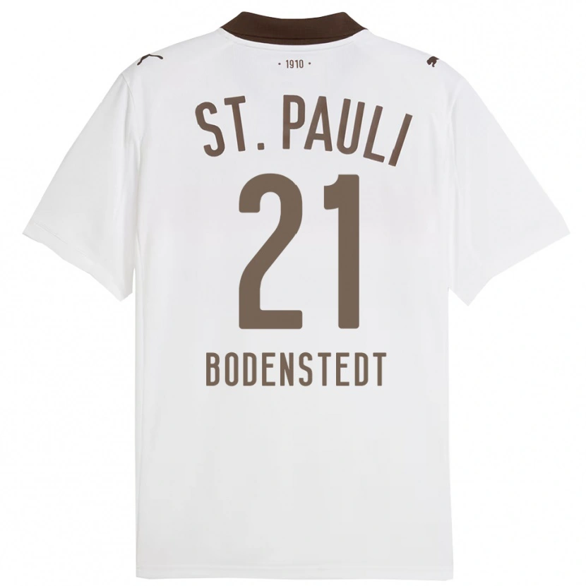 Danxen Kvinder Paula Bodenstedt #21 Hvid Rød Udebane Spillertrøjer 2025/26 Trøje T-Shirt
