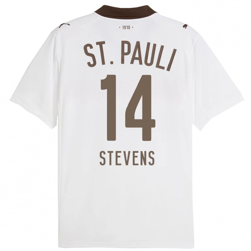 Danxen Kvinder Fin Stevens #14 Hvid Rød Udebane Spillertrøjer 2025/26 Trøje T-Shirt