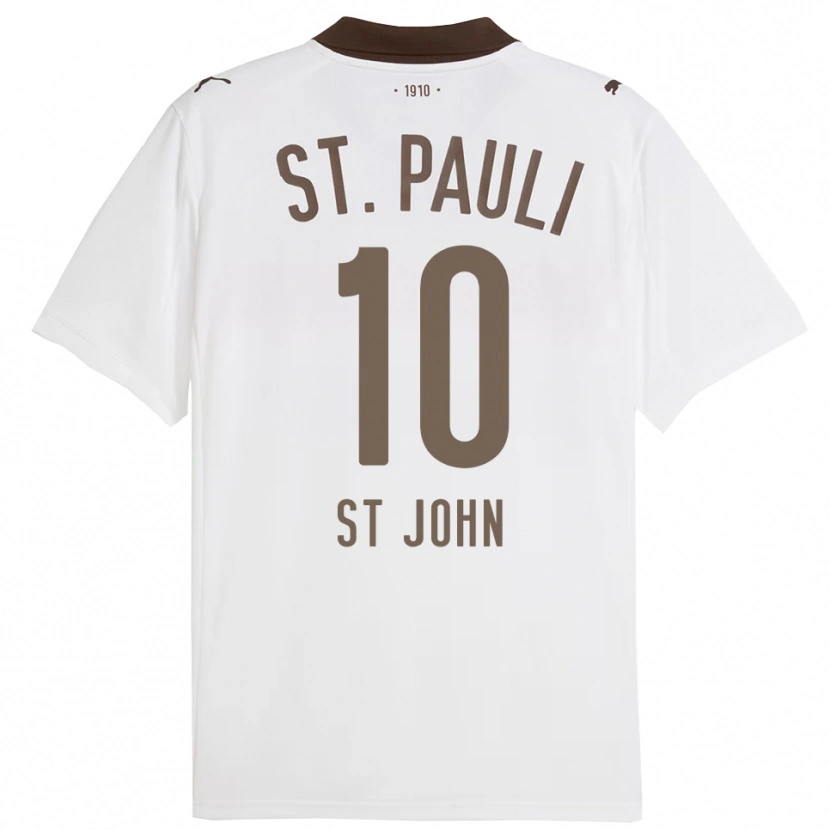 Danxen Kvinder Rawley St. John #10 Hvid Rød Udebane Spillertrøjer 2025/26 Trøje T-Shirt