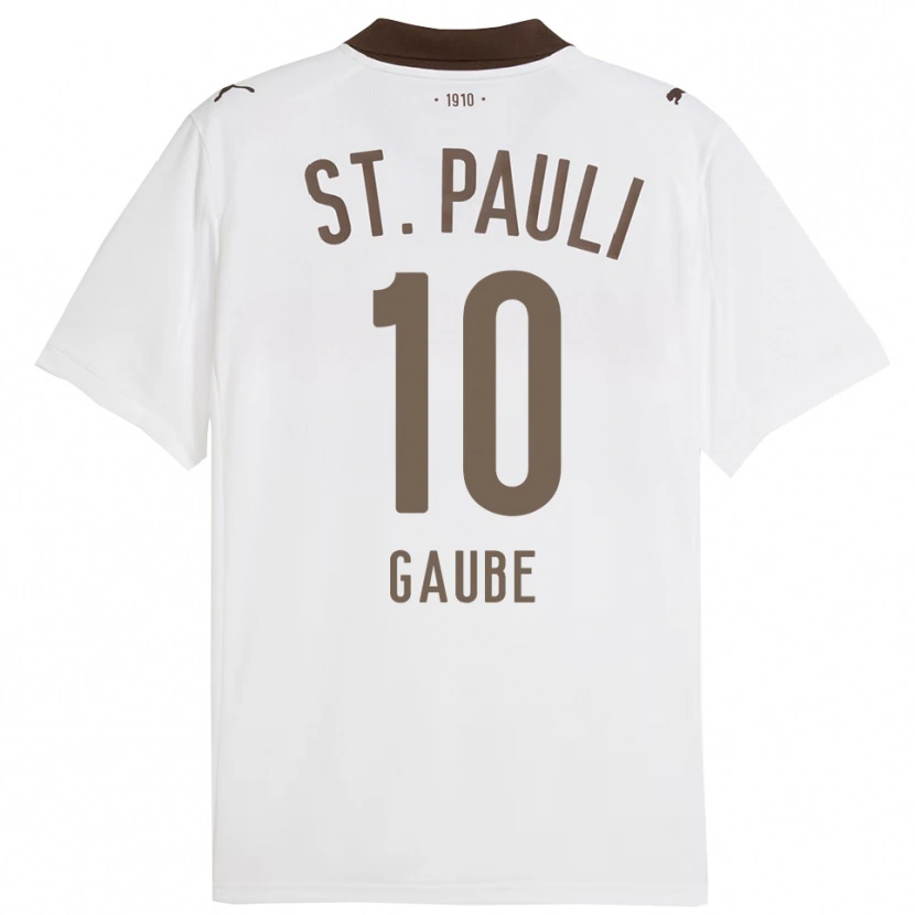 Danxen Kvinder Bastian Gaube #10 Hvid Rød Udebane Spillertrøjer 2025/26 Trøje T-Shirt