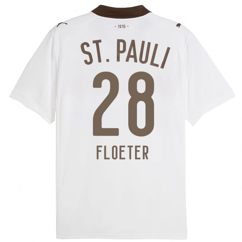 Danxen Kvinder Joline Floeter #28 Hvid Rød Udebane Spillertrøjer 2025/26 Trøje T-Shirt