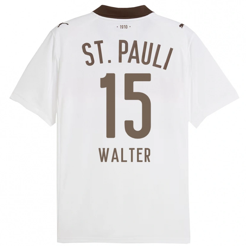 Danxen Kvinder Marcel Walter #15 Hvid Rød Udebane Spillertrøjer 2025/26 Trøje T-Shirt
