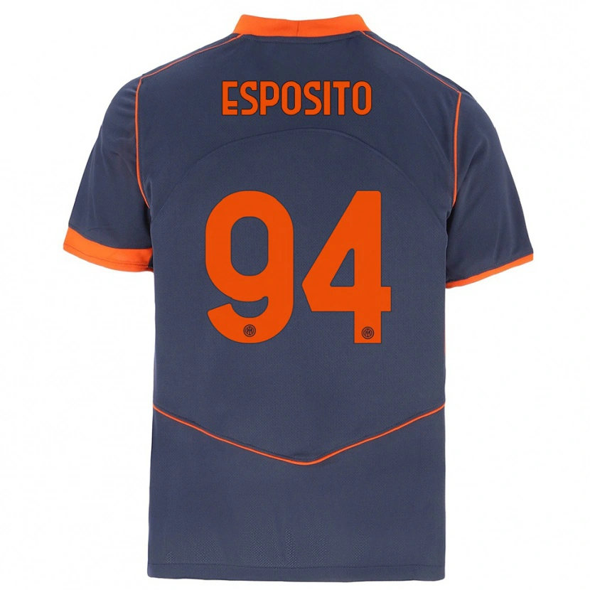Danxen Kvinder Pio Esposito #94 Grå Orange Tredje Sæt Spillertrøjer 2025/26 Trøje T-Shirt