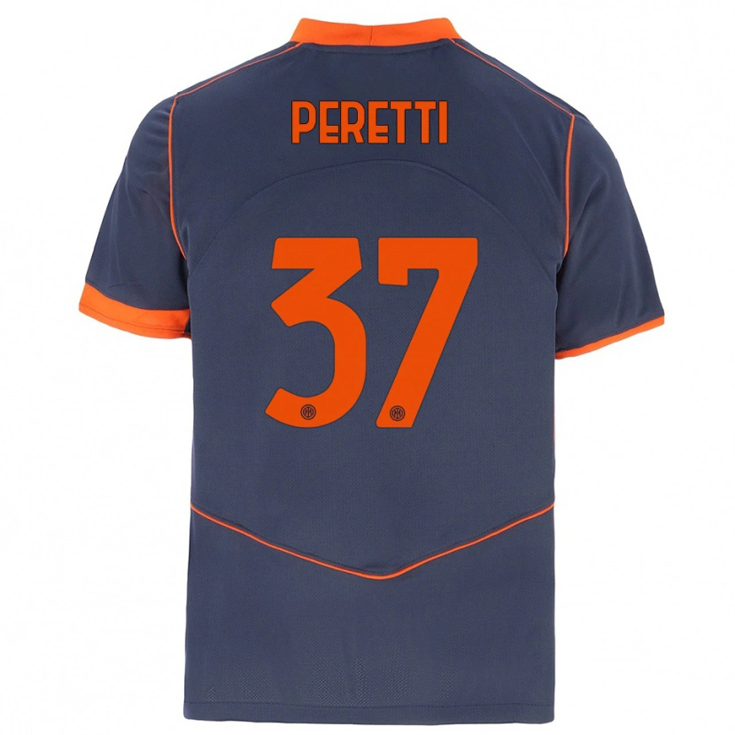 Danxen Kvinder Lorenzo Peretti #37 Grå Orange Tredje Sæt Spillertrøjer 2025/26 Trøje T-Shirt
