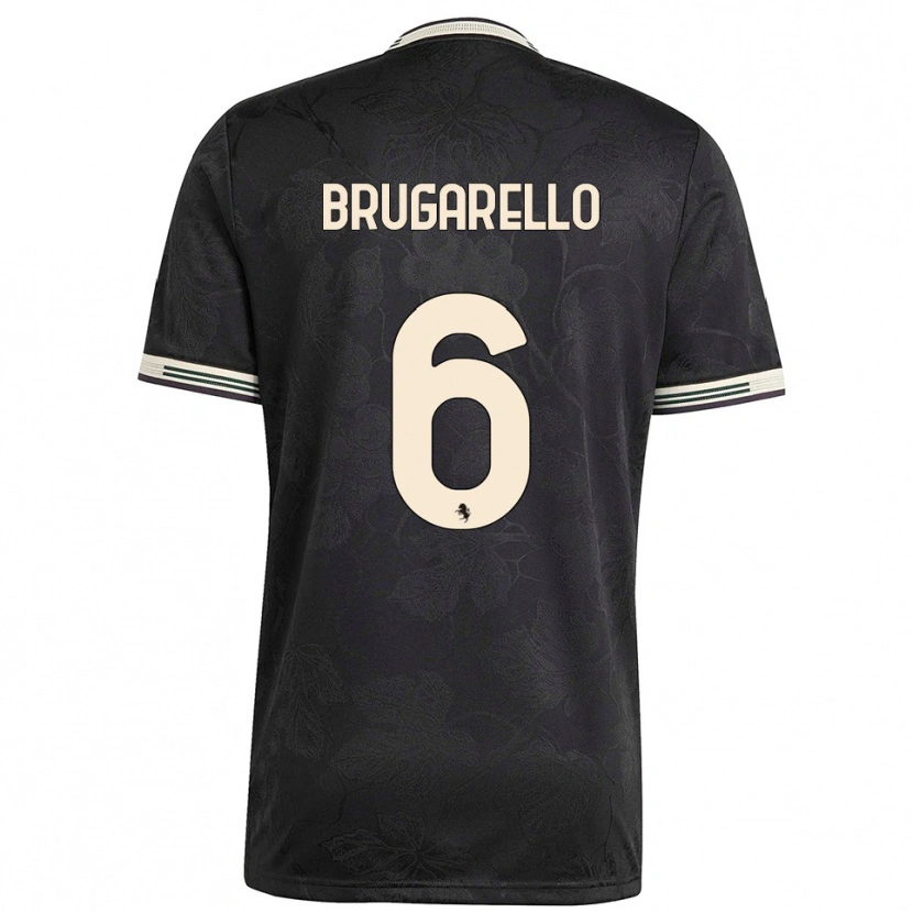 Danxen Kvinder Mattia Brugarello #6 Sort Hvid Grøn Tredje Sæt Spillertrøjer 2025/26 Trøje T-Shirt